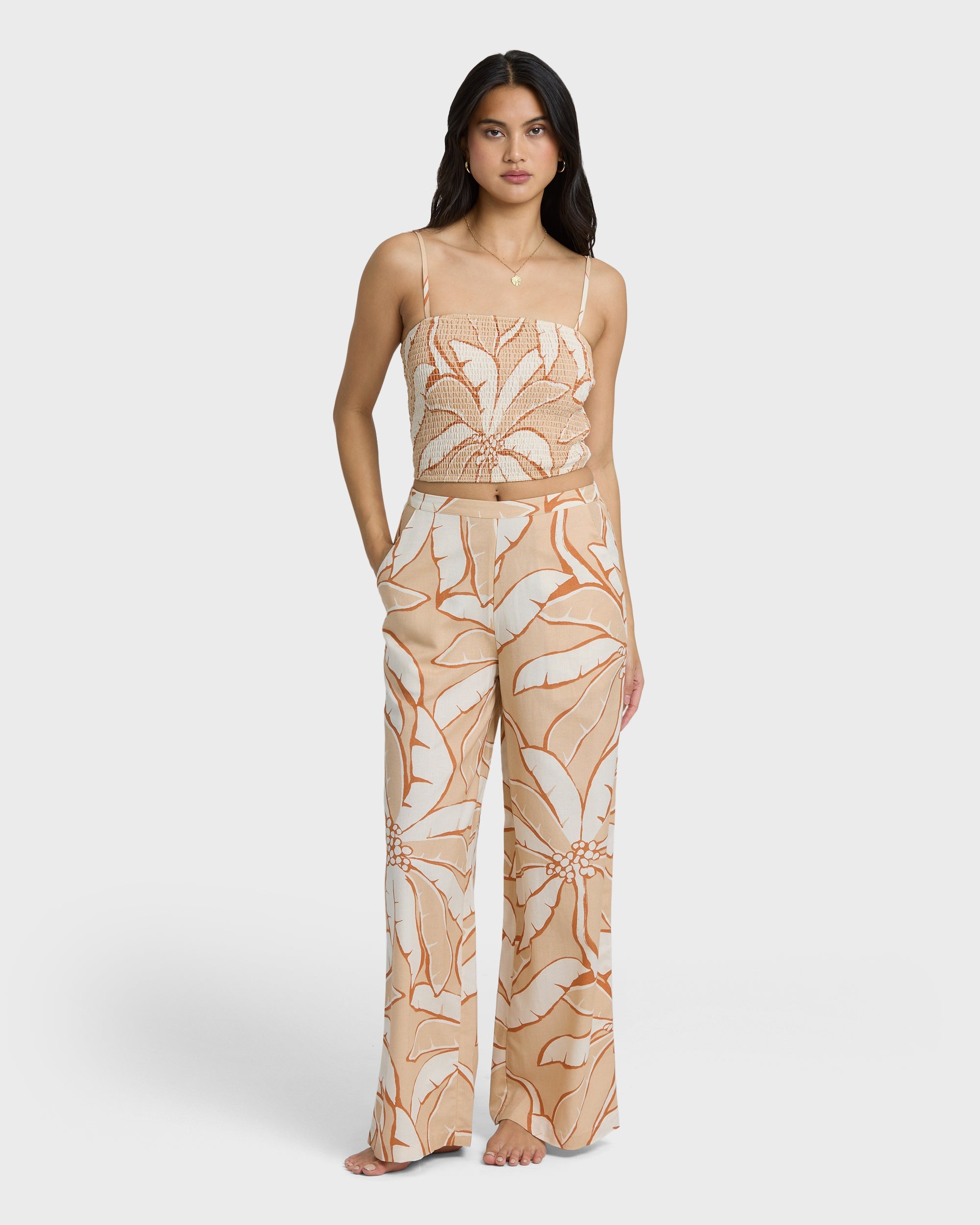 Tropic Breeze Woven Tank - Stone