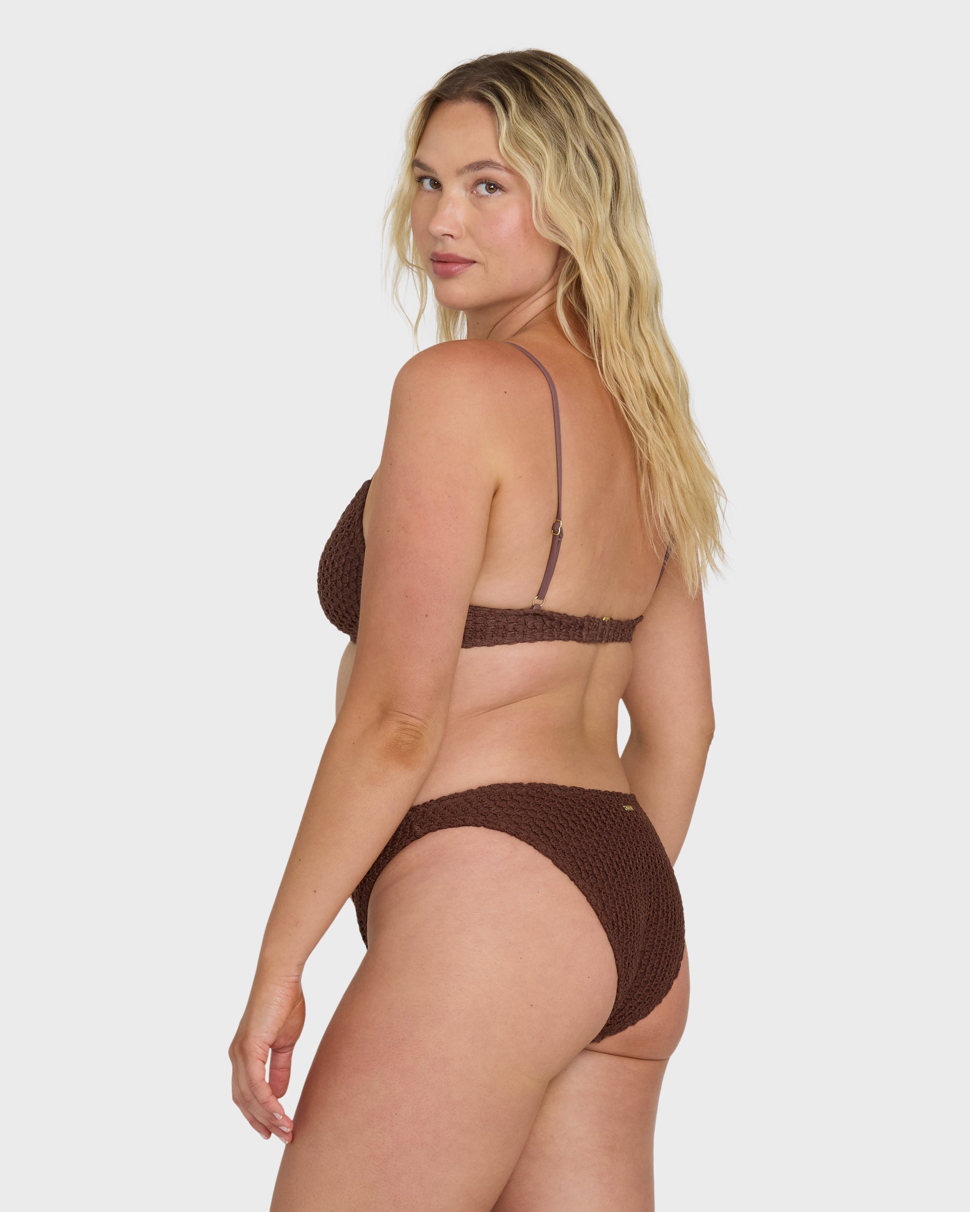 Twisted Tides V Bralette Bikini Top - Espresso