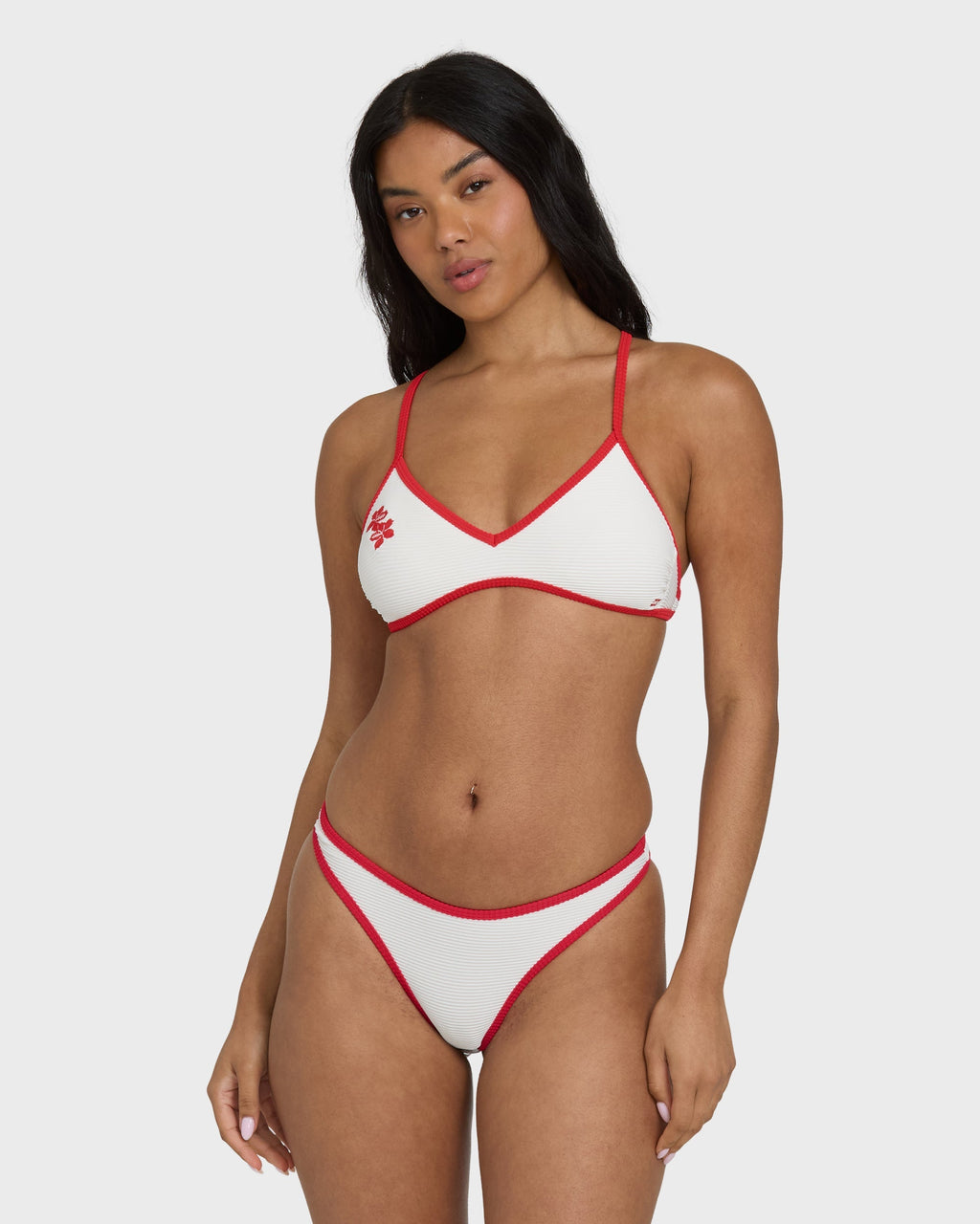 Picnic V Cross-Back Bralette Bikini Top - Salt Crystal