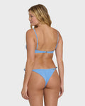 Mini Wave Check Tie-Side Tanga Bikini Bottoms - True Blue