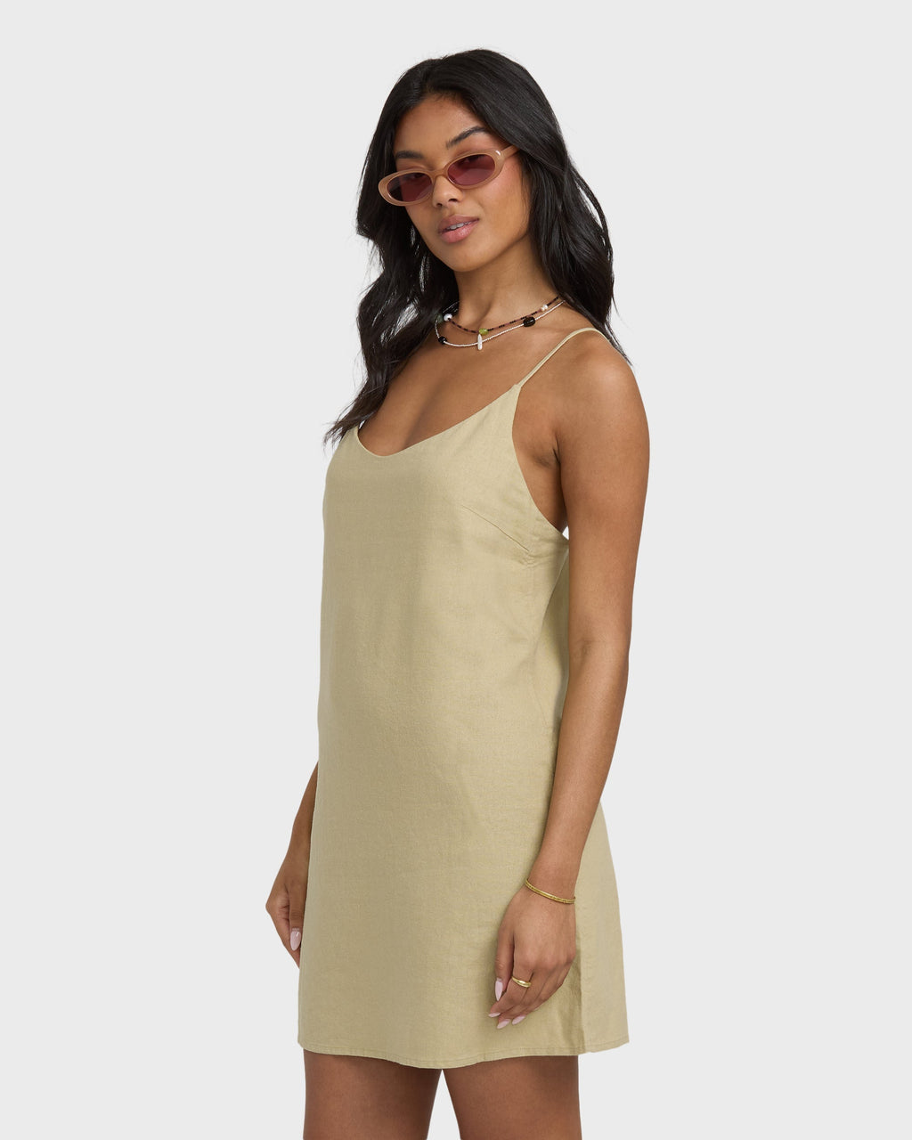 Summer Love Mini Slip Dress - Green Ash